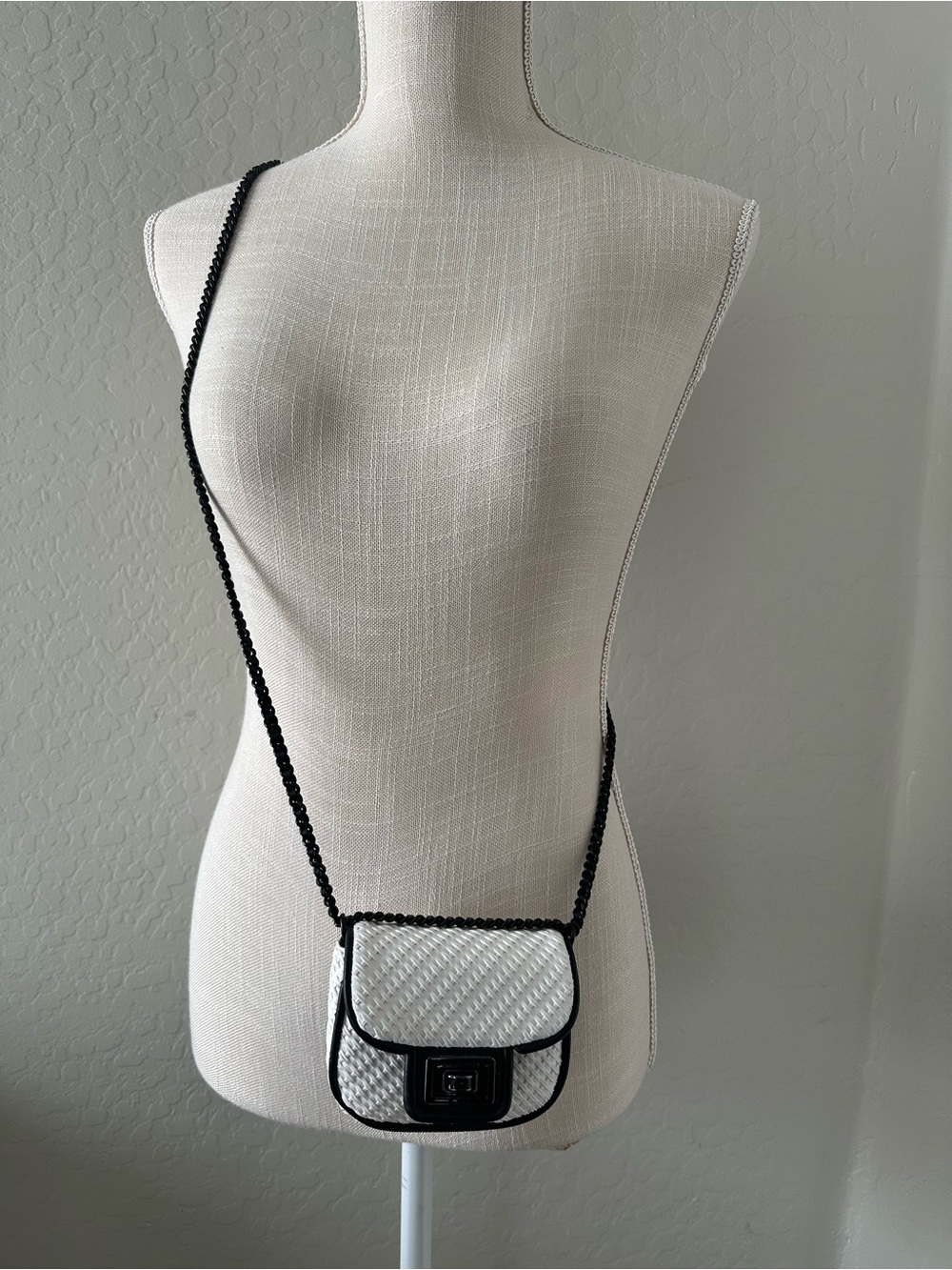Karl Lagerfeld women MINI Crossbody Turn Lock White/Black NWT